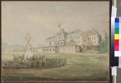 Het Constantin Paleis in Strelna, nabij Sint-Petersburg door Vasili Semenovich Sadovnikov