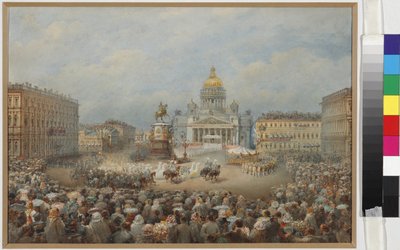 Openingsceremonie van het Monument voor Nicolaas I op het Mariinsky-plein door Vasili Semenovich Sadovnikov