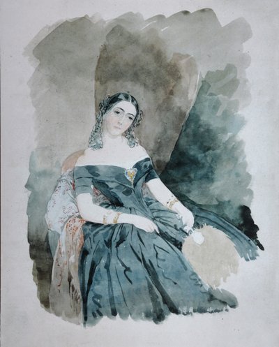 Portret Van Leonilla Ivanovna Baryatinskaya, Prinses Zu Sayn Wittgenstein 1816-1918, 1846 door Vasili Semenovich Sadovnikov