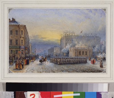 Sint-Petersburg. Het Anichkov-paleis. Paasdag door Vasili Semenovich Sadovnikov