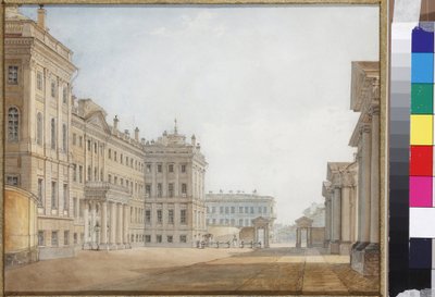 Uitzicht op het Anichkov Paleis in Sint-Petersburg door Vasili Semenovich Sadovnikov