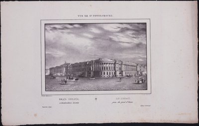 Gezichten van Sint-Petersburg. Uitzicht op het Senaatsgebouw vanaf de Sint-Isaacbrug, 1833 door Vasili Semenovich Sadovnikov