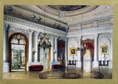 Uitzicht op de Antonio Vighi zaal in het Joesoepov-paleis in Sint-Petersburg door Vasili Semenovich Sadovnikov