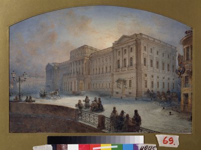 Uitzicht op het Marlinsky-paleis in de winter (Sint-Petersburg). Werk van Vasily Semyonovich Sadovnikov (1800-1879) door Vasili Semenovich Sadovnikov