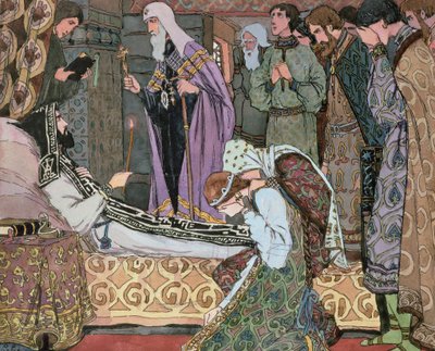 Sterfbed van de grootvorst Dmitry van Don (1350-89), ca. 1910 door Vasili Vasil
