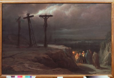 La nuit au calvaire (Nacht op Calvarie) - Schilderij van Vasili Petrovich Vereshchagin (Vassili Verechtchaguine) (1835-1909) door Vasili Vasilievich Vereshchagin