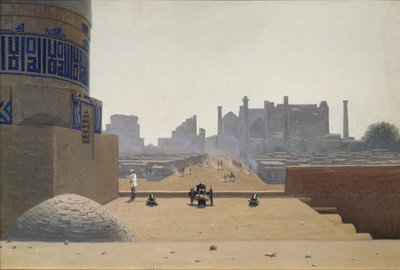 Hoofdstraat in Samarkand vroeg in de ochtend, 1869-1870 door Vasili Vasilievich Vereshchagin