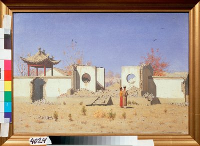 Ruïne van een Chinese tempel in Akkent (Turkije) door Vasili Vasilievich Vereshchagin