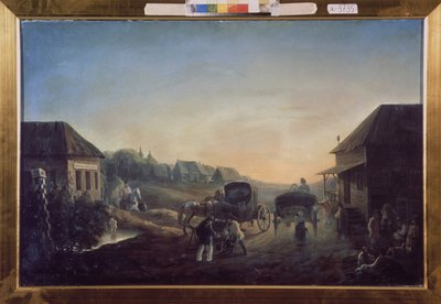 Postkoetsstation door Vasili Vasilyevich Samoylov