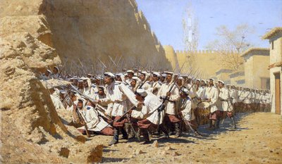 Bij de Vestingmuren. Laat ze binnen! door Vasili Vasilyevich Vereshchagin