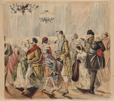 Bal van de Hoge Kringen, Eerste kwart van de 19e eeuw door Vasili Venediktovich Baranov