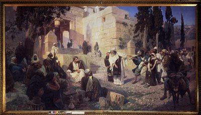 Christus en de overspelige vrouw door Vasilij Dmitrievich Polenov