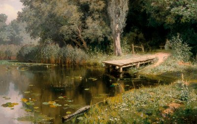De vijver overwoekerd door vegetatie door Vasilij Dmitrievich Polenov