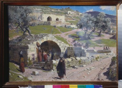 De bron van Sint Maria in Jeruzalem (Israël) door Vasilij Dmitrievich Polenov