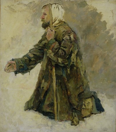 Gods dwaas op zijn knieën door Vasilij Ivanovic Surikov