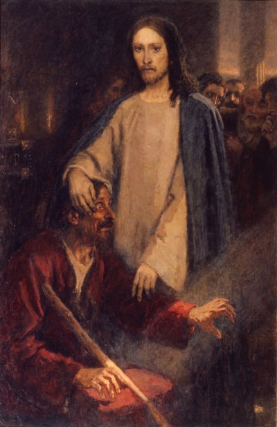 De Genezing van de Blinde Man van Jericho, 1888 door Vasilij Ivanovic Surikov