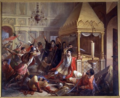 Heldendaad van Prins Michail Volkonsky tijdens het Poolse beleg in 1610 door Vasily Kuzmich Demidov