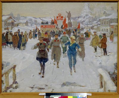 Het Rode Leger bezoekt een kolchoz door Vasily Nikolaevich Kostyanitsyn