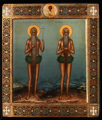 Eerwaarde Onuphrius en Sint-Pieter van de Athosberg, 1902 door Vasily Pavlovich Guryanov