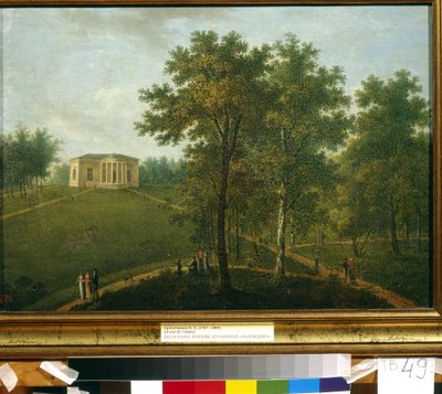 De Tempel van de Waarheid. Uitzicht op het park van het landgoed Kurakin in Nadezhdina (Rusland) door Vasily Petrovich Prichetnikov