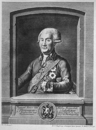 Portret van Graaf Nikolay Alexeyevich Tatishchev 1739-1823, 1795 door Vasily Petrovich Pyadyshev