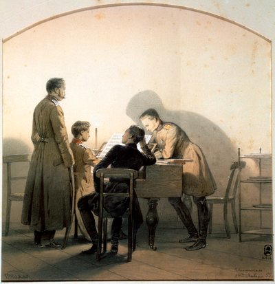 Aan de piano door Georg Wilhelm Timm