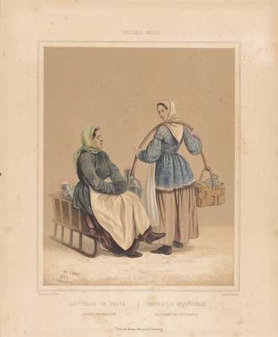 Melkvrouwen in Okhta, midden 19e eeuw door Georg Wilhelm Timm