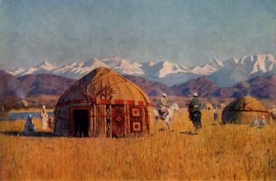 Kirghiz yourta bij de rivier Chu, 1869-1870, 1965 door Vasily Vereshchagin