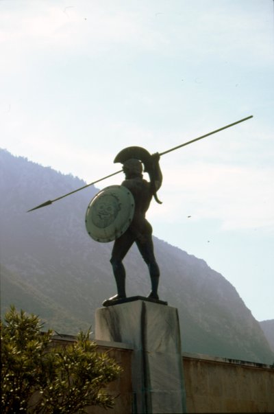 Bronzen standbeeld van Leonidas bij Thermopylae, 20e eeuw door Vasos Falireas
