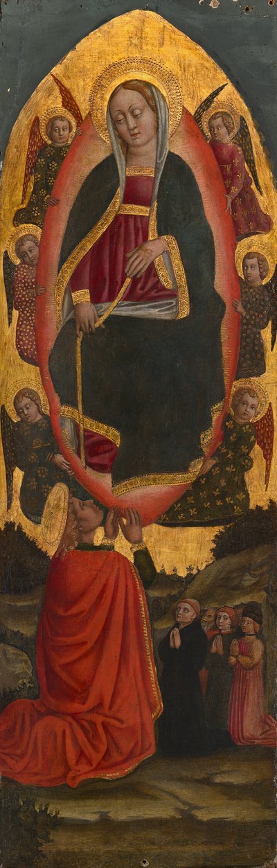 De Hemelvaart van de Maagd met Heiligen van een Augustijns altaarstuk door Venetian