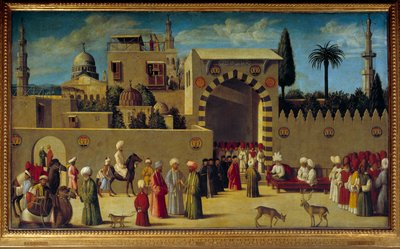 Ontvangst van een Venetiaanse ambassade in Damascus door Venetian School