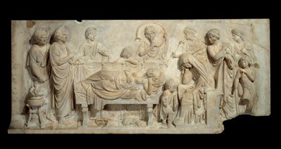 Funerair bas-reliëf marmeren ceremonie in Venetië aan het begin van de 16e eeuw Parijs, Louvre Museum door Venetian School