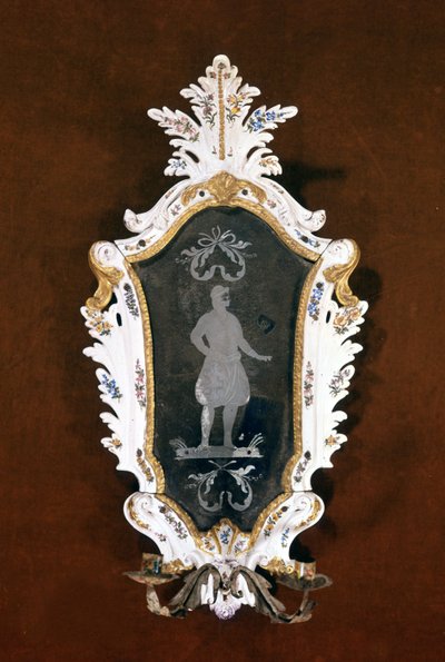 Venetiaanse wandkandelaar in keramiek en Murano spiegel. 18e eeuw. Venetië, Ca 