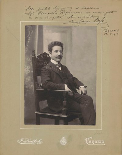 Portret van de organist en componist Marco Enrico Bossi 1861-1925, ca. 1900 door Venezia . Photo studio Francesco Scattola