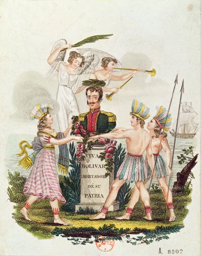 Populaire afbeeldingen die Bolivar verheerlijken, ca. 1840 door Venezuelan School
