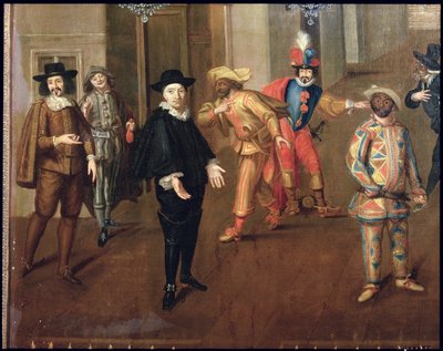 Italiaanse en Franse Komieken die Farces Spelen, 1670 (detail) door Verio