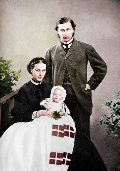 De Prins en Prinses van Wales met de jonge Prins Albert Victor, 1864, 1910 door Vernon Heath