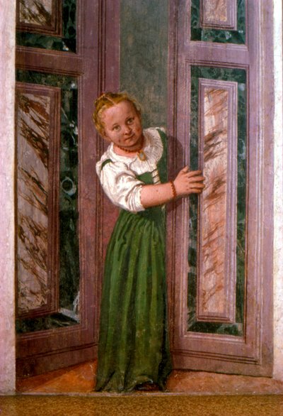 Kind bij de deur, uit de Sala a Crociera, ca. 1561 door Veronese