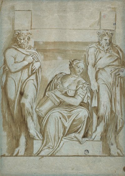 Moed (of Kracht) geflankeerd door twee saters door Veronese