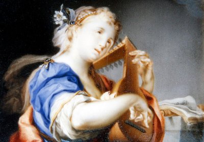 Een Dame, in een Blauwe Gewaad gevoerd met Wit, die de Luit Speelt door Veronica Stern
