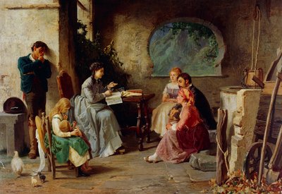 Botanische les, door Vespasiano Bignami bekend als Vespa (1841-1929), olieverf op doek, 84x119 cm, Italië door Vespasiano Bignami