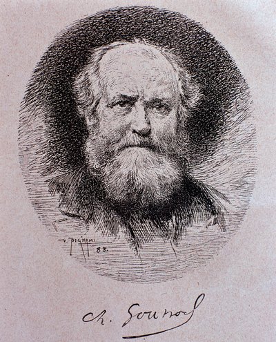Portret van Charles Gounod (tekening) door Vespasiano Bignami