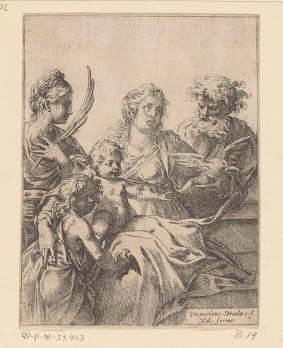 Heilige Familie met Johannes de Doper en Elisabet door Vespasiano Strada