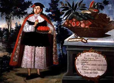 De Indiase hoofdman van Quito in vol ornaat door Vicente Alban