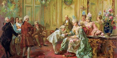 De presentatie van de jonge Mozart aan Mme de Pompadour in Versailles in 1763 door Vicente Garcia de Parades