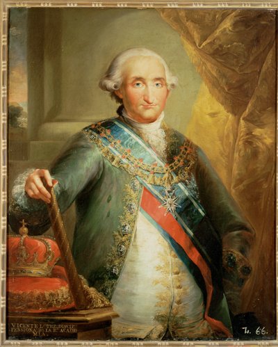 Koning Carlos IV (schilderij op doek) door Vicente Lopez y Portana