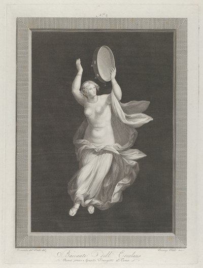 Een deels naakte bacchante die een tamboerijn bespeelt, ca. 1795-1820 door Vicenzo Feoli