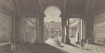 Uitzicht op de binnenplaats van het Museo Pio-Clementino, ca. 1790-1827 door Vicenzo Feoli