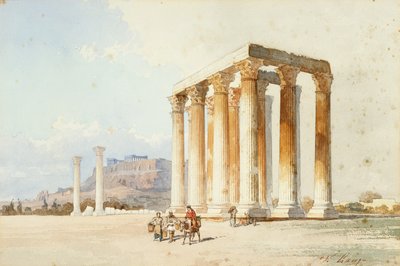 Tempel van Zeus met Akropolis, Parthenon, Athene door Vicenzo Lanza