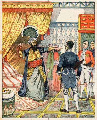 De Dey van Algiers, Hussein ibn El Hussein Slaat de Franse Ambassadeur, M. Deval met een Waaier door Victor Armand Poirson